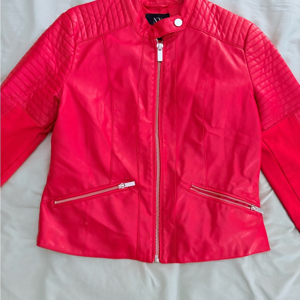 Women's Red Faux Leather Jacket